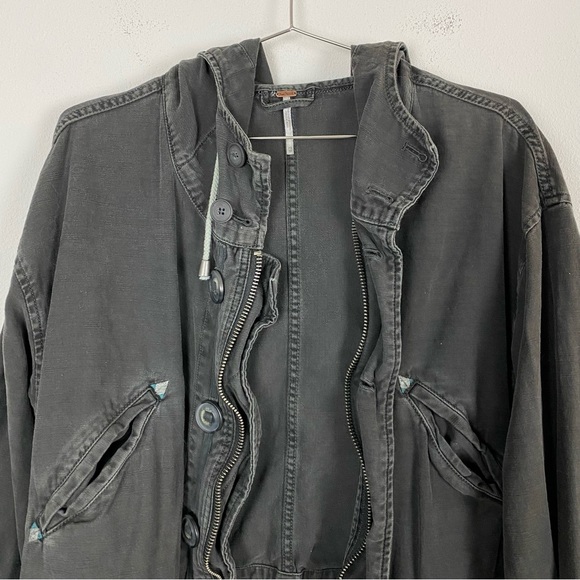 Free People Joshua Tree Oversized Gray Black Utility Cargo Jacket - Picture 4 of 13